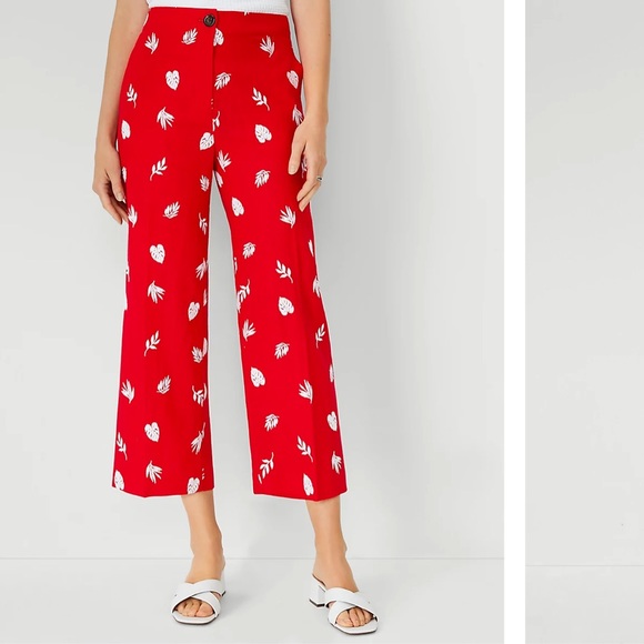 Ann Taylor Pants - Ann Taylor The Embroidered Wide Leg Crop Pant size 12